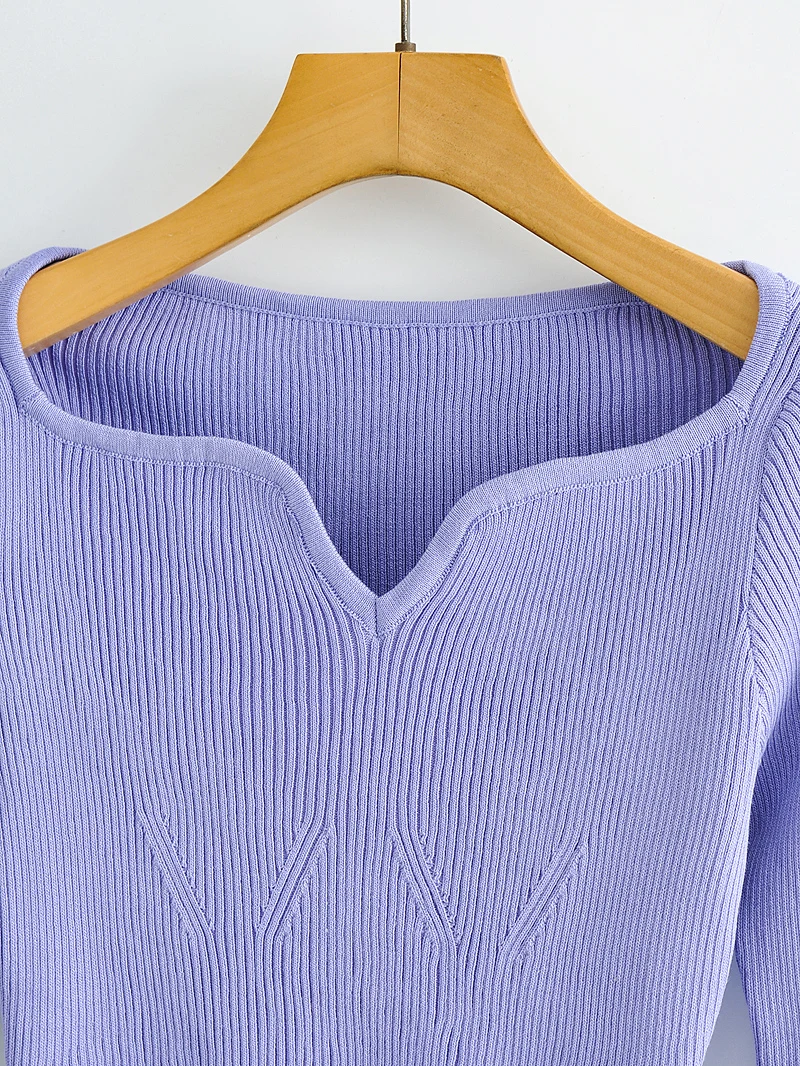 XNWMNZ Autumn Winter elasticity Short Square Collar Thin Knitted Pullovers Sweater Loose V-Neck Long Sleeve Women New Fashion XNWMNZ Autumn Winter elasticity Short Square Collar Thin Knitted Pullovers Sweater Loose V-Neck Long Sleeve Women New Fashion