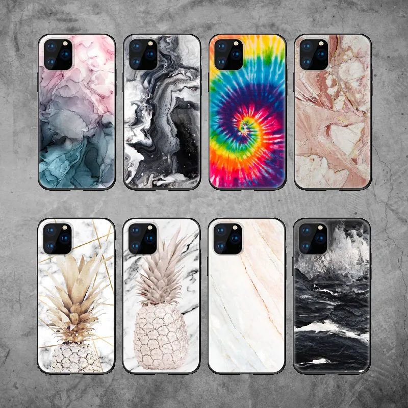 Marble Pineapple Ananas Soft Silicone Black Phone Case Funda For iPhone 13 12 11 X XS XR Max Pro 7 7Plus 8 8Plus | Мобильные