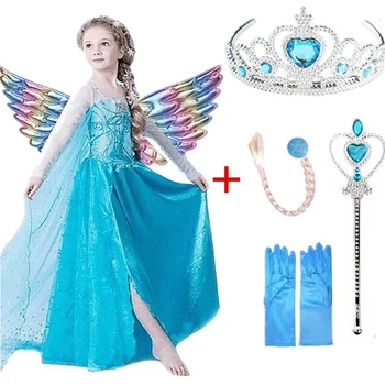 

2020 New Movie 2 Elsa Girls Dress Halloween Anna Elsa Cosplay Costume Dress Elza Princess Flower girl party dress Kids Clothing