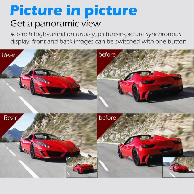 AD-369 Автомобильное зеркало заднего вида Dashcam классические цвета и простой прочный дизайн Ультра HD ночное видение с камерой заднего вида