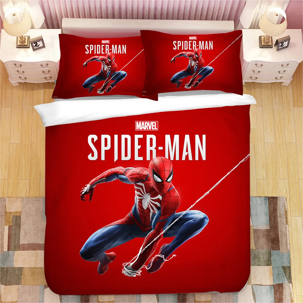 Комплект постельного белья с рисунком Человека-паука для мальчиков и девочек, набор пододеяльников с изображением Мстителей, кровать для принцессы, постельное белье Бэтмена, Студенческие кровати для общежития