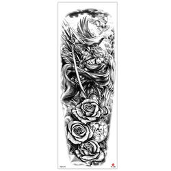 6 Designs Waterproof Temporary Tattoo Stickers Full Arm Large Skull Old School Tatoo Stickers Flash Fake Tattoos for Men Women