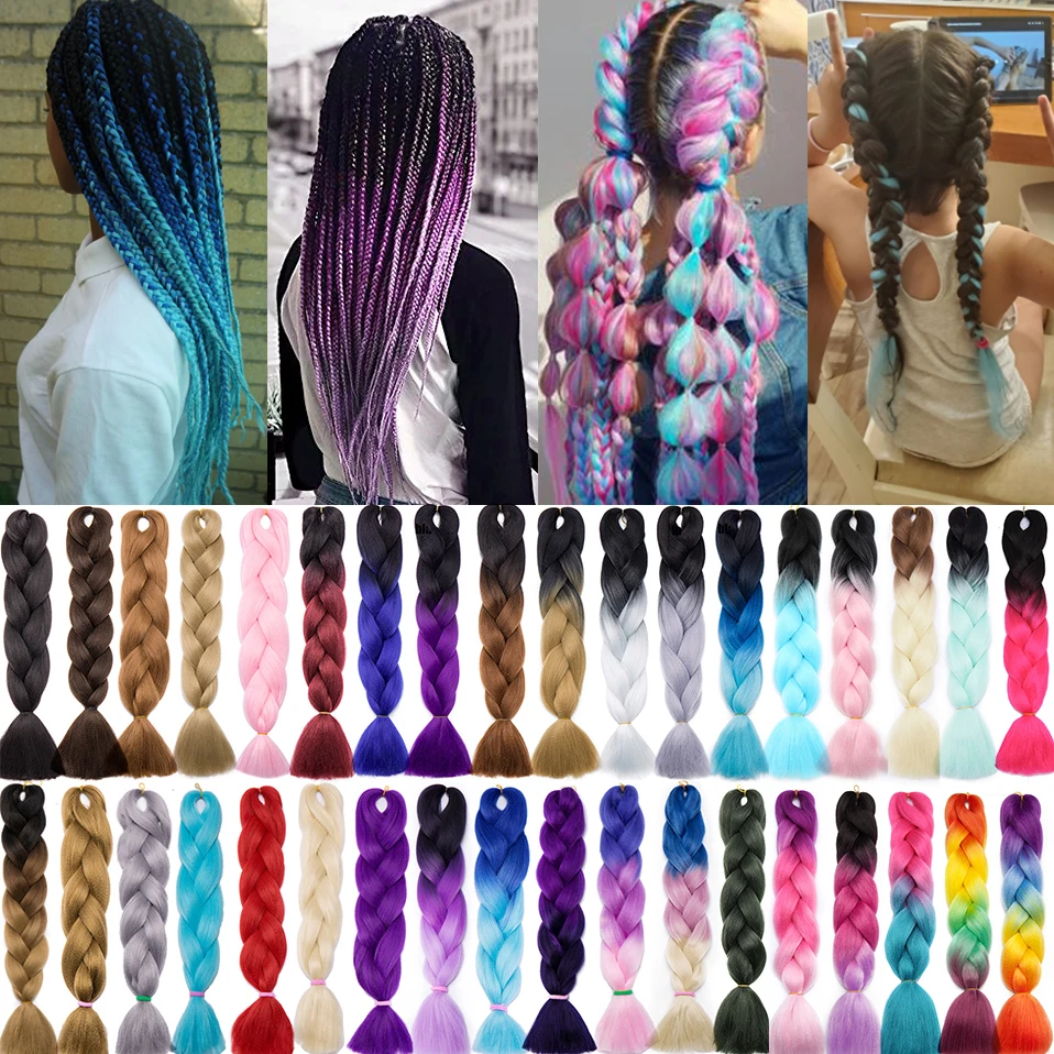 Best Price Braiding Hair Hair-Extensions Purple Crochet Blue Pink Long Ombre Synthetic Women Brazilian Vq8EzNgq