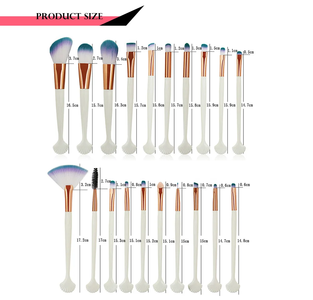 20Pcs Shell Shape Ultra Soft Fiber Hair Makeup Brush Set 