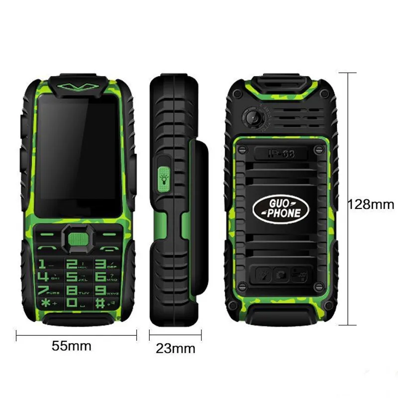 GUOPHONE A6 Three Proofs Military Industry Electric Power Mobile Phone Waterproof Super Long Standby for The Elderly