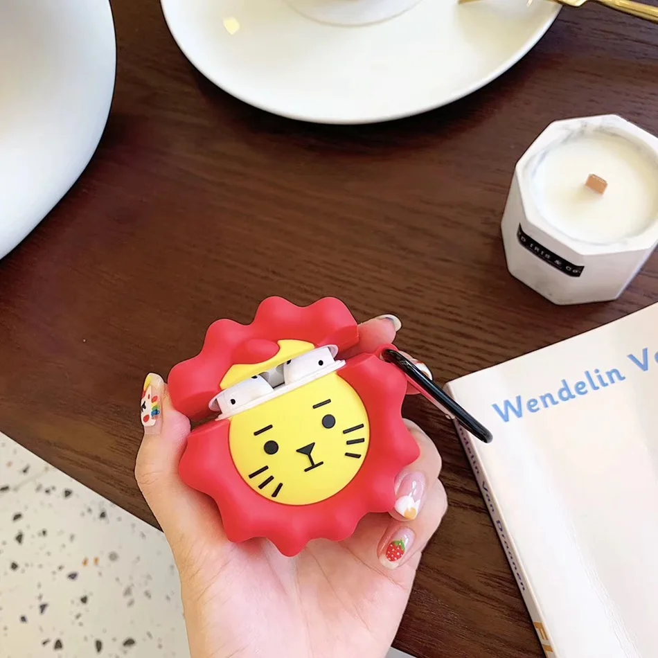 

Dinosaur Earphone Case for Airpods 2 Case Cute Fish Cover for Apple Air pods Case Silicone Sun flower Earbuds Accessories Box
