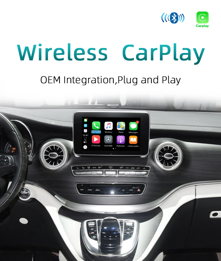 Sinairyu мультимедиа Mercedes V-Class Беспроводная OEM Apple Carplay Aftermarket Модифицированная- обновленная Поддержка камеры заднего вида