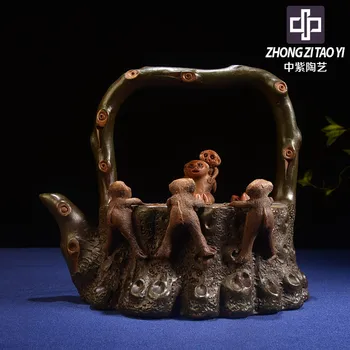 

In Purple Yixing The Qing Dynasty The Cultural Revolution Kettle Old Dark-red Enameled Pottery Teapot Taiwan Backflow Imitate