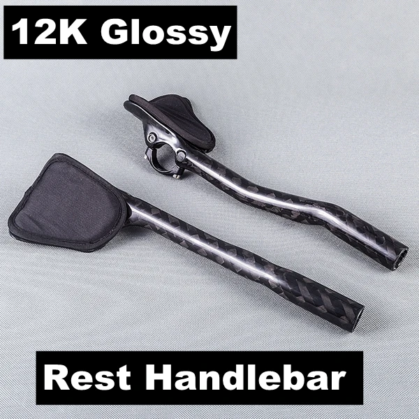 Rest Handlebar Без логотипа, глянец, 12 K, углеродный руль TT, руль для отдыха, бар для триатлона, аэро-бар, велосипед, буллхорн, дорожный велосипед, TT бар - Цвет: Rest Handlebar
