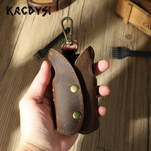 Натуральная коровья кожа Ретро Маленькая мужская ключница мини Простая мужская безопасная вешалка для ключей популярный мешочек с брелоком сумка классические Брелоки Горячая Распродажа