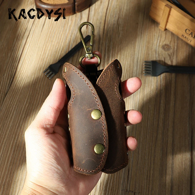 Натуральная коровья кожа Ретро Маленькая мужская ключница мини Простая