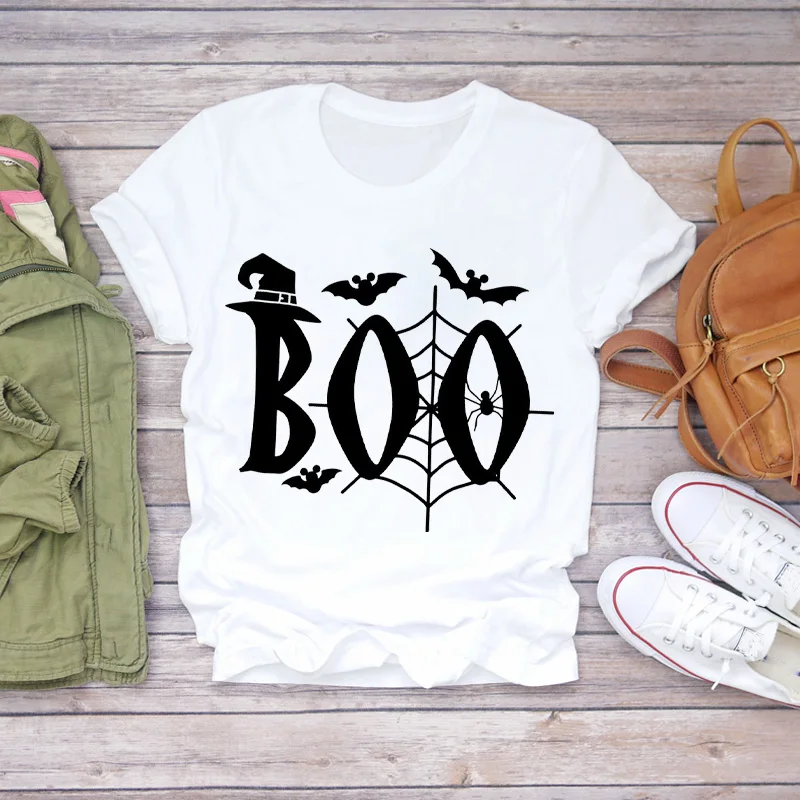 Женская футболка с принтом Boo Spider 90s милая Осенняя Футболка на Хэллоуин женская