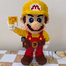 2550 шт. 7821 Игра Супер Марио желтый Марио фигурка 3D модель DIY Алмаз Мини Строительные маленькие блоки кирпичи игрушка без коробки