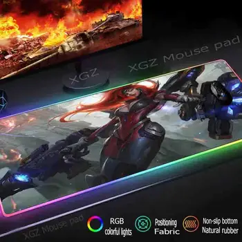 

XGZ Large RGB Mouse Pad Black Lock-edge Anime Red Hair Busty Girl Custom Computer Desk Rubber Non-slip Csgo Dota for Gamers