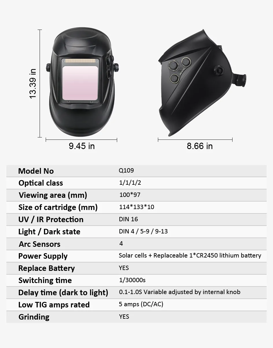 Solar Auto Darkening DIN16 Welding Helmet