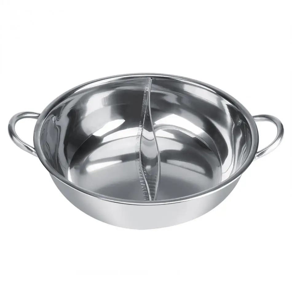 3 maten Staal Hot Pot 2 Compartimenten Smaak Verdeeld индуктивность Gasfornuis Polijsten Soep Koken Pot кухонные горшки