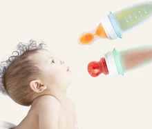 Biberon en Silicone pour bébé, avec cuillère, pour riz, céréales, fruits et légumes 