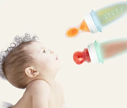Dolphin Baby Silicone Feeding Bottle with Spoon Baby Rice Cereal Bottle Multifunctional Fruit and Vegetable Bite Bottle