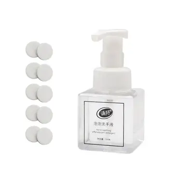 

10pcs Antibacterial Effervescent Tablets Hand Sanitizer Foam Type Super Clean Power Strong Disinfect With Empty Bottle