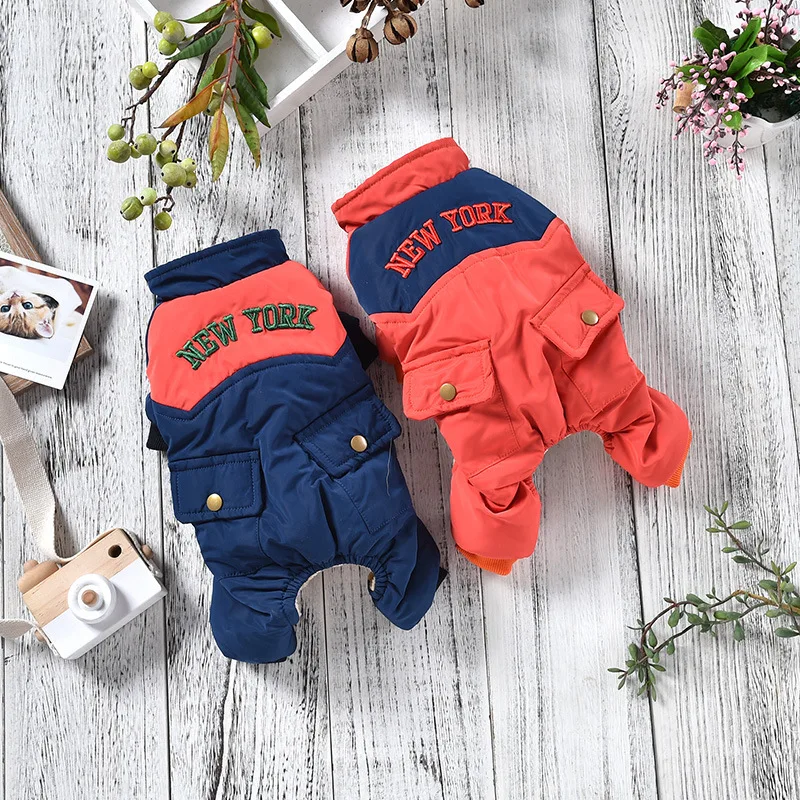 

Newest Pet Dog Clothes for Autumn and Winter 2019 Four-legged Orange Blue Colors S-xxl Sizes Thickening Warm Jumpsuits for Dogs