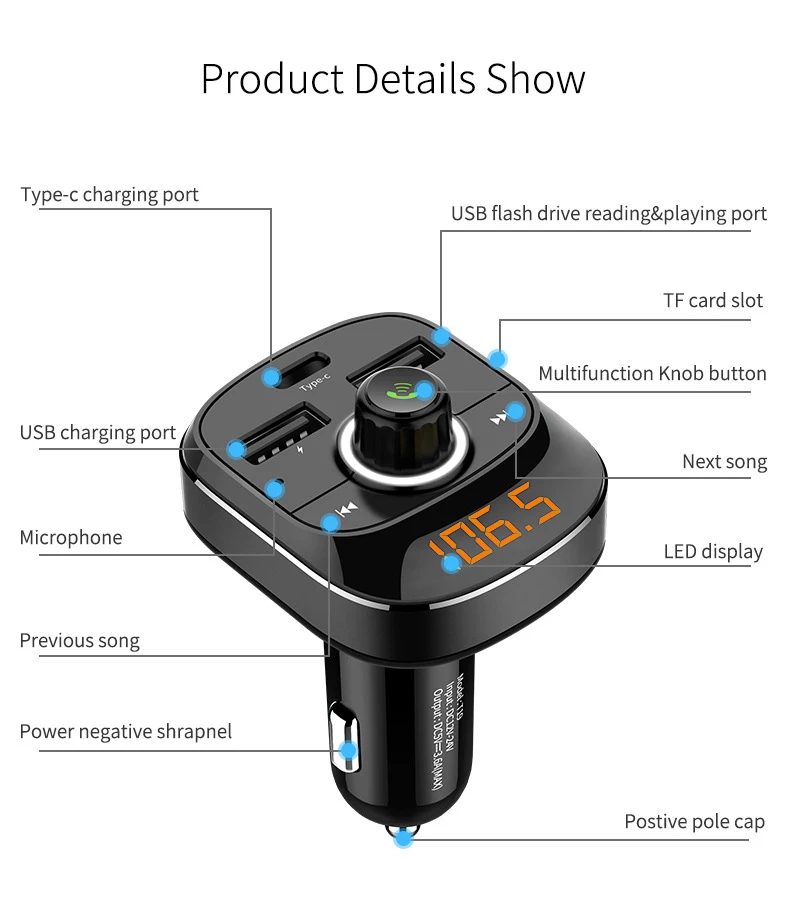 Автомобильный комплект MP3-плеер беспроводной fm-передатчик модулятор USB Handsfree Bluetooth lcd пульт дистанционного управления черный