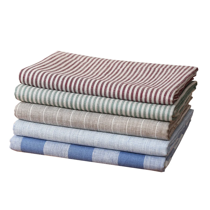 Summer Vintage Striped Pure France Linen Fabric By Half Meters For Sewing  Shirt Women's Dress Clothing Materials 50*140cm
