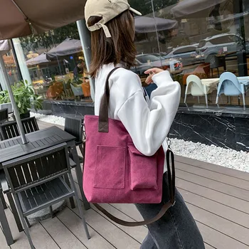 

Tote Bag Literary Simple Ladies Canvas Bag For Women 2020 Handbags Canvas Shopping Bag Bolsa Feminina Mujer Shoulder Bags