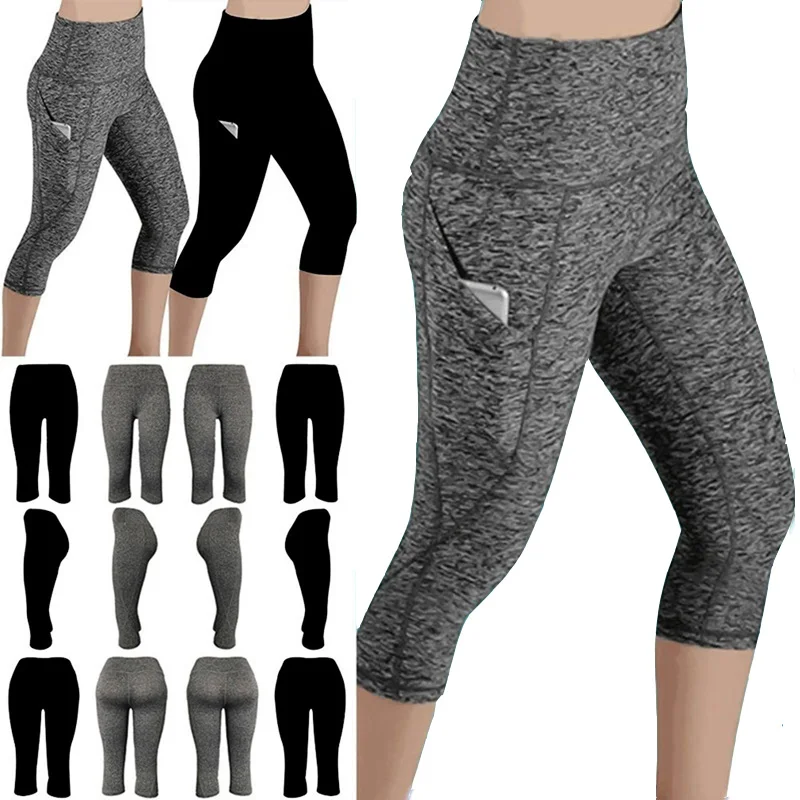 calça esportiva fitness cintura alta com bolsos