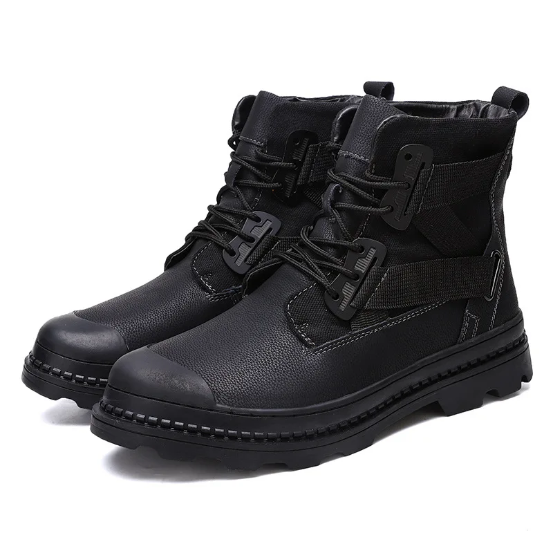 

Autumn And Winter New Style Fashion Casual Worker Boot Men's Martin Boots Locomotive MEN'S SHOES plus Velvet Warm Cowhide Boots