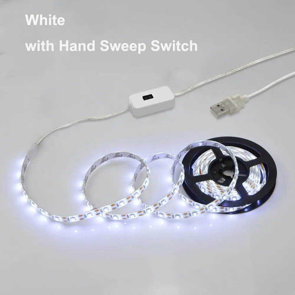 With Sensor Switch Питание от USB макияж зеркало тщеславие свет Светодиодные полосы ленты ручной развертки переключатель ТВ прикроватная подсветка туалетный Декор для ванной домашний свет - Испускаемый цвет: With Sensor Switch