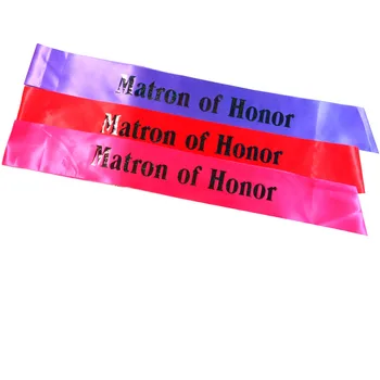 

6pcs 2020 New Design Sparkling Matron of honor sash Hot pink red Purple ribbon hen party bachelorette event favors for wedding