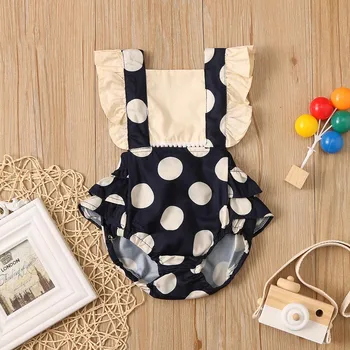 

Newborn Baby Girls Ruffle Bodysuit Backless Sunsuit Outfits Summer Pachwork Baby Bodysuits Babygrow Polka Dot Baby Girl Clothes