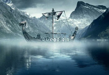 

Viking Longboat in the Cold North Sea Art Film Print Silk Poster Home Wall Decor 24x36inch