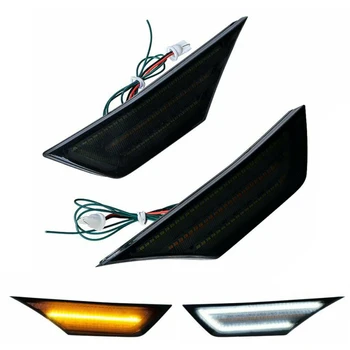 

12V Smoked LED Switchback Amber/White Side Marker Light Turn Signal Lights For Honda Civic Car Indicator Lights