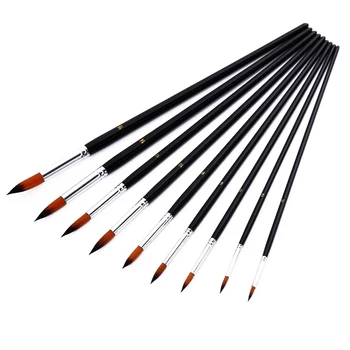 

Hot Sale 9 Pcs Art Paint Brush Set Round Pointed Tip Brushes for Acrylic Watercolor Oil Painting
