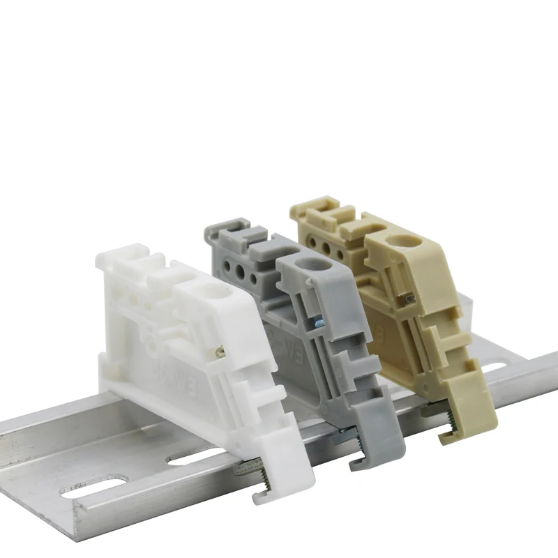 EW-35 universal terminal block end / end stopper DIN rail screw clamp terminal fixing block gray brown white 10pcs batch, din rail terminal block
