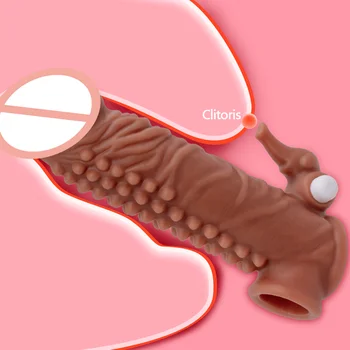 Sleeve For Penis Extender/Enlarger Reusable Comdoms Nozzle With Vibro Sex Toys Cock Enlargement Member Vibrator Intimate Goods 3
