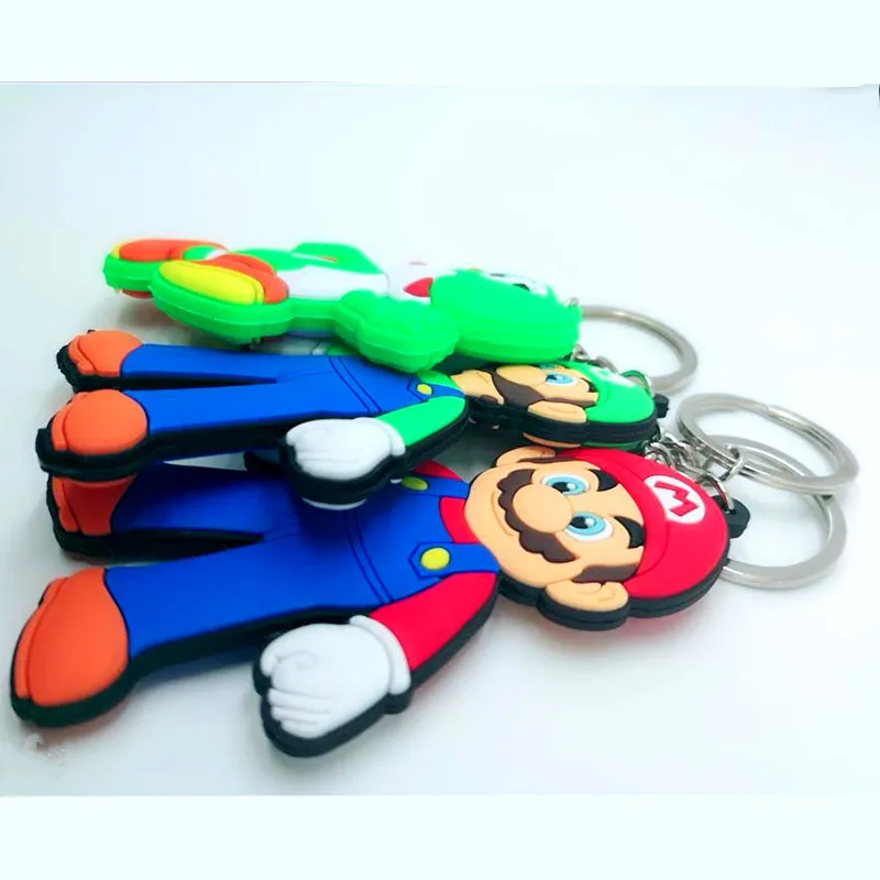 Игра Super Mario Bros ПВХ брелок Луиджи Марио Персик Принцесса Боузер Мультфильм фигурки брелок для мужчин ребенок llaveros hombre брелок