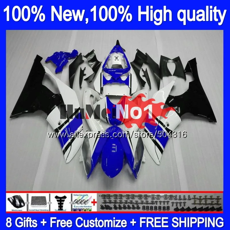 YZF-R6 для YAMAHA YZF R6 YZF-600 YZF 600 R 6 43MC. 122 YZF600 YZFR6 2008 2013 08 13, 14, 15, 16 лет Обтекатели сине-белые