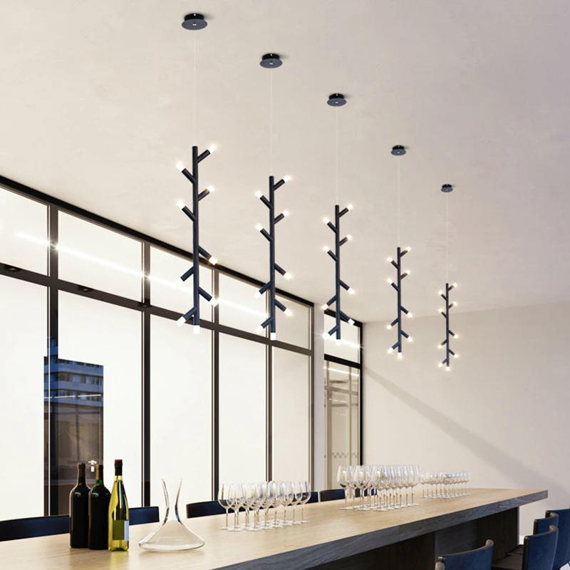 

Nordic tree branch LED chandelier Modern cloakroom hanging lamp restaurant bar dining table lighting clothing store decor light