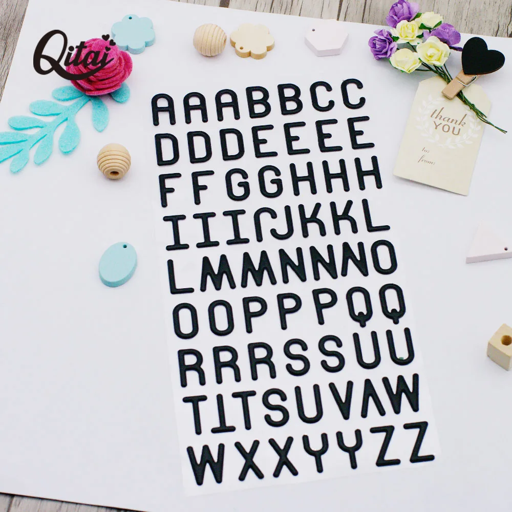 2 Sheets Metal Letters Alphabet Stickers and Glitter Number