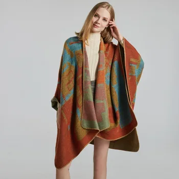 

Women's Scarf Shawl new fashion imitation cashmere jacquard split heavy Cape air conditioning warm shawl