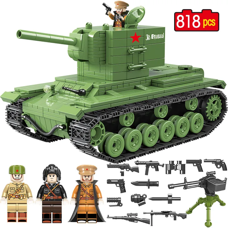 

818 PCS Military Soviet Russia KV 2 Tank Building Blocks Compatible Legoed City WW2 Soldier Police Weapon Bricks Toys for Boys
