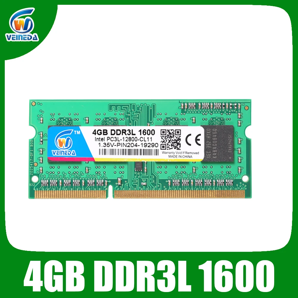 VEINEDA оперативная Память DDR3L 4 ГБ 8 ГБ 1333 1600 PC3-12800 1,35 в для Intel AMD совместима с 2 Гб ddr 3 оперативная память без ECC SODIMM