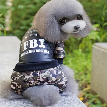 

Pet Clothes Dog Clothes Pet Winter Teddy Clothes FBI Camouflage Four Legs Cotton-padded Clothes