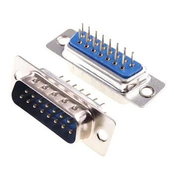 

100pcs 15 Pin Male Vertical D-sub connector DPS type Through hole PCB blue insulator Rohs