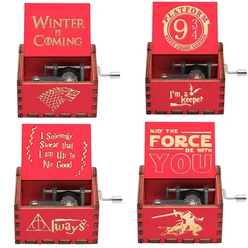 

Dropshipping juego de tronos Star Wars Music Box Antique Carved Wooden Hand-Cranked Theme Christmas Gift Bedroom decoration