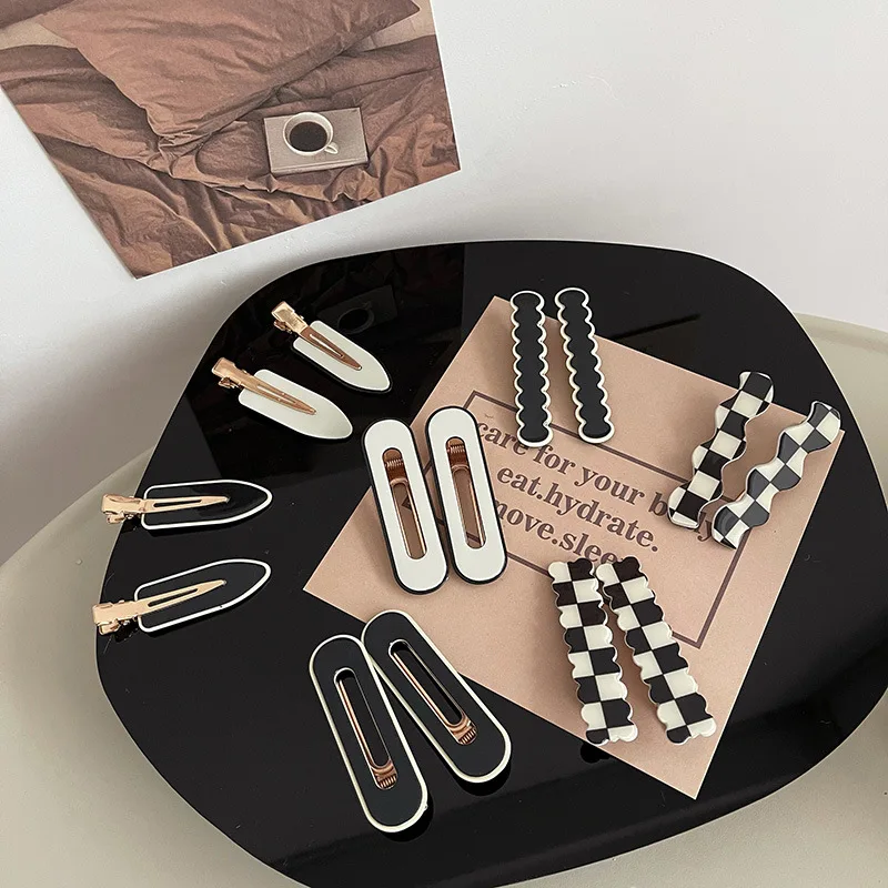 

Ruoshui Woman Vintage Acrylic Hairpins Plaid Hair Clips Women Make Up Hair Accessories Hairgrip Barrettes Headwear