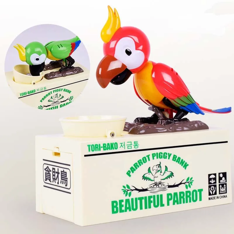 

Funny Parrot Electronic Piggy Bank Mini Money Box Bird Chewing Coin Cash Deposit Machine Gift for Children Kids