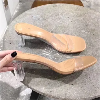 

Novel acrylic high heel plastic transparent sandals comfortable fashion casual PVC sandals 2020 new